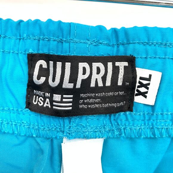 Culprit Swimwear Men's XXL Solid Blue Swim Short Bottoms NEW - Picture 5 of 5